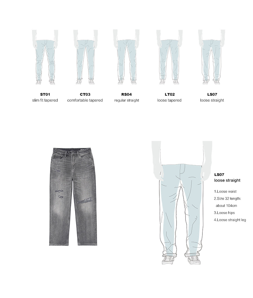 15.2oz Loose Straight Jeans Ripped Denim – SIMWOOD