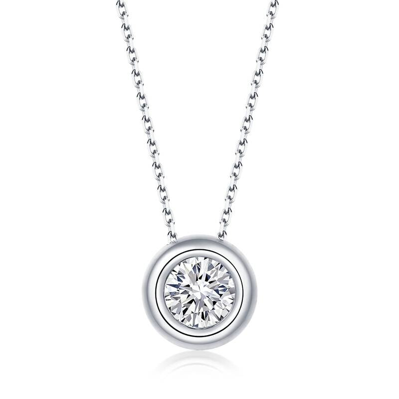 Moissanite Necklace for Women, Bezel Set Necklace, 925 Sterling Silver