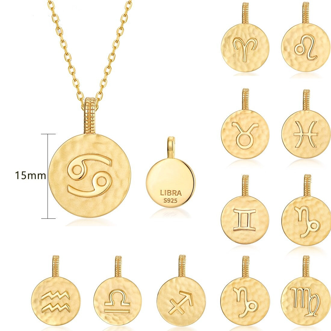 Sagittarius Sign Coin Necklace, Zodiac Sign Necklace, 10K Gold Plated