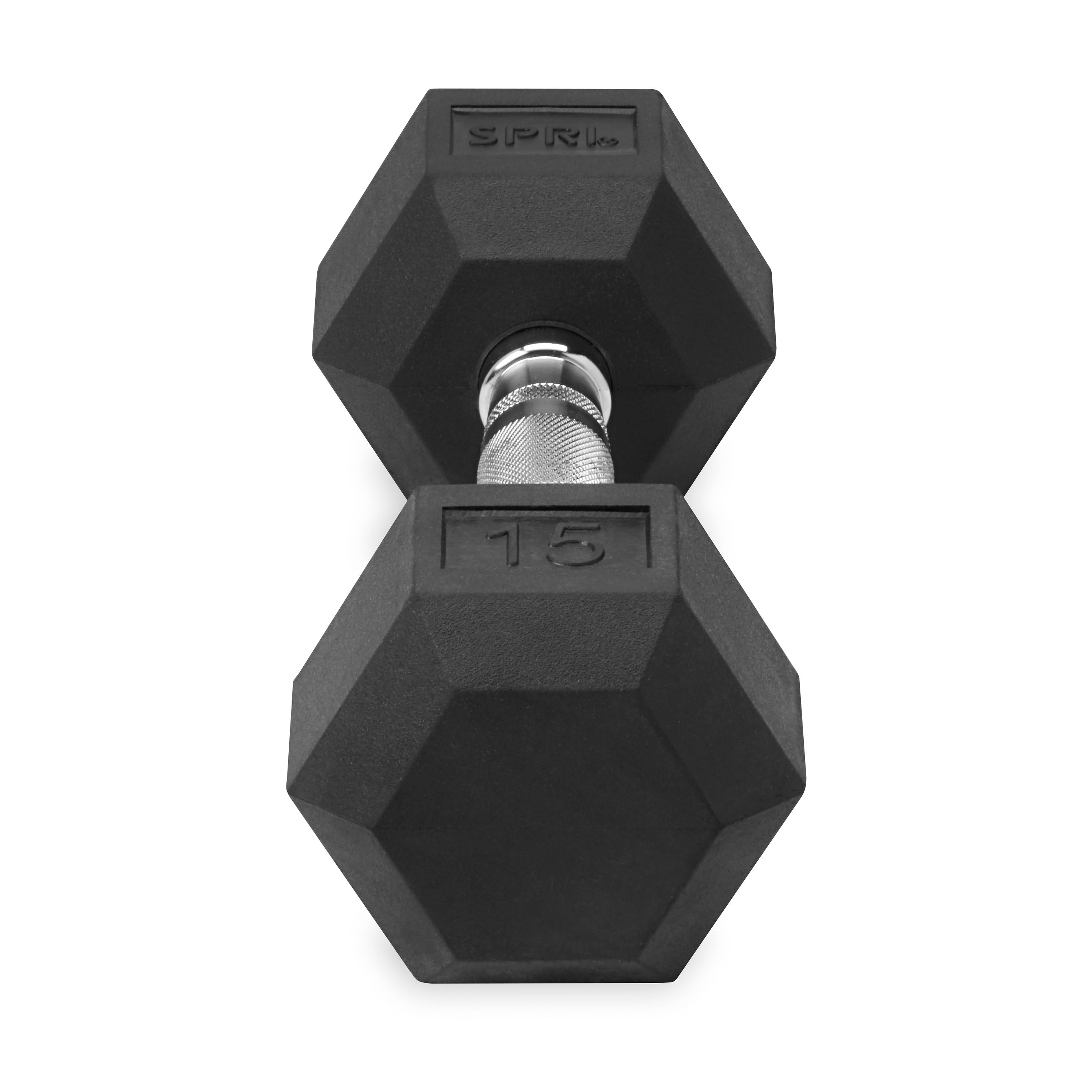 Deluxe 6-Sided Rubber Dumbbells - 3-25 lb. Pairs