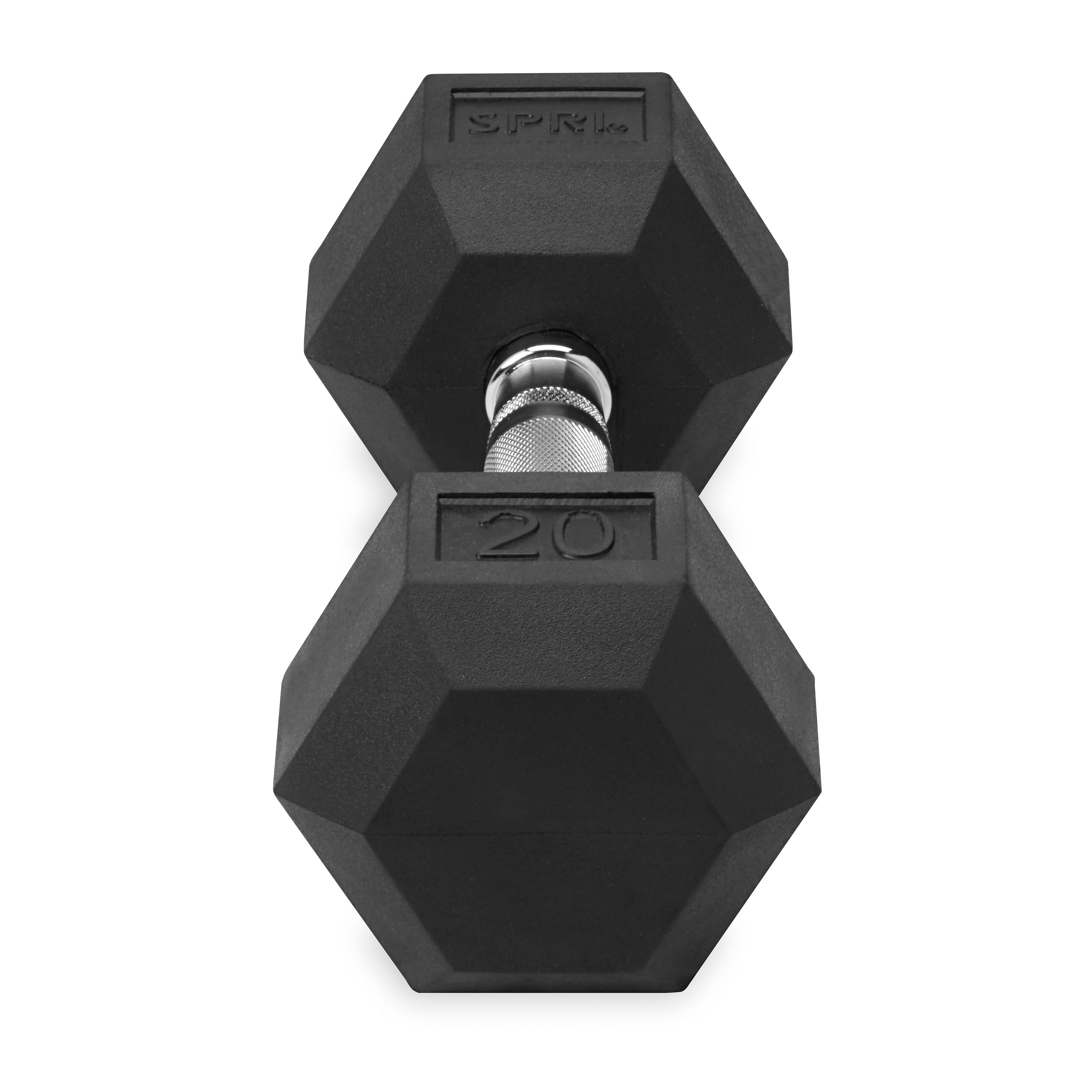 Deluxe 6-Sided Rubber Dumbbells - 3-25 lb. Pairs