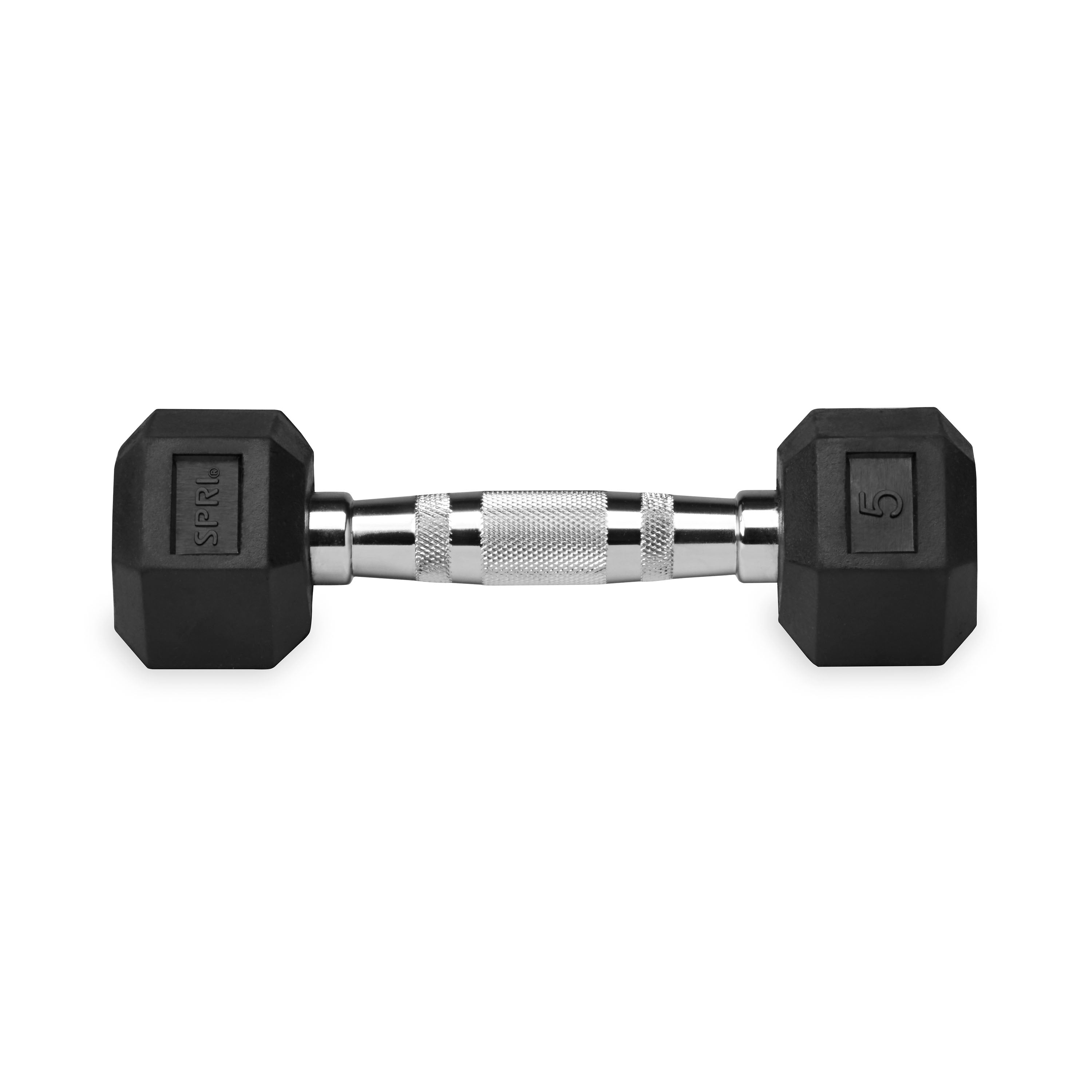 Deluxe 6-Sided Rubber Dumbbells - 3-25 lb. Pairs