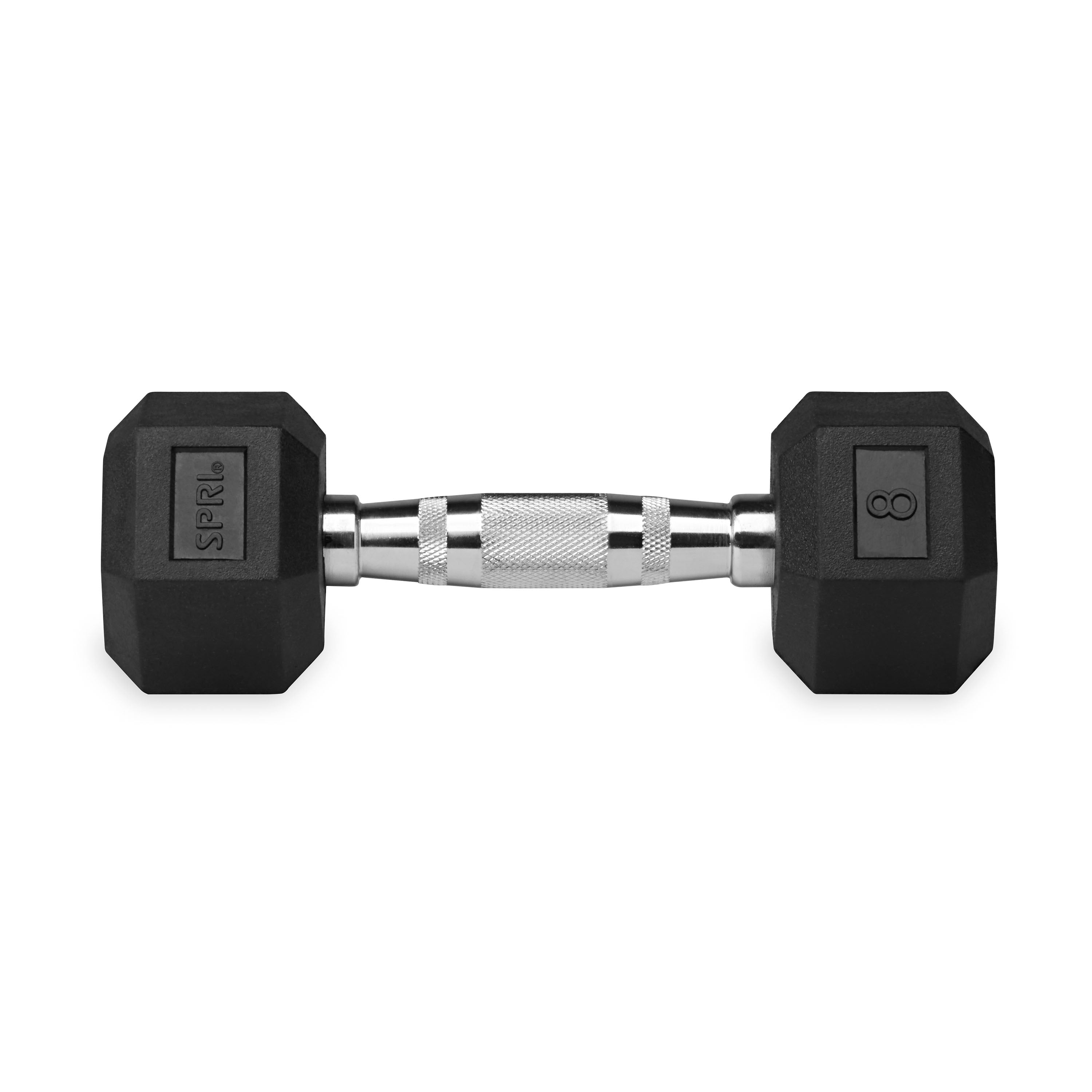 Deluxe 6-Sided Rubber Dumbbells - 3-25 lb. Pairs