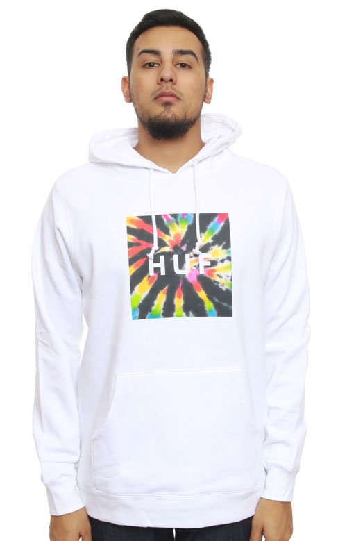  Tie Dye Box Logo Pullover Hoodie - White 