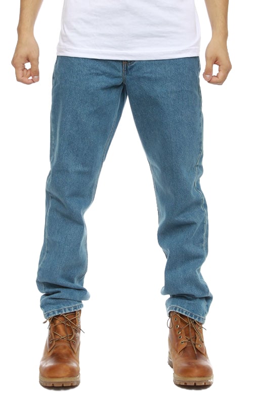 (B18) Straight/Traditional Fit Tapered Leg Jeans - Stonewash