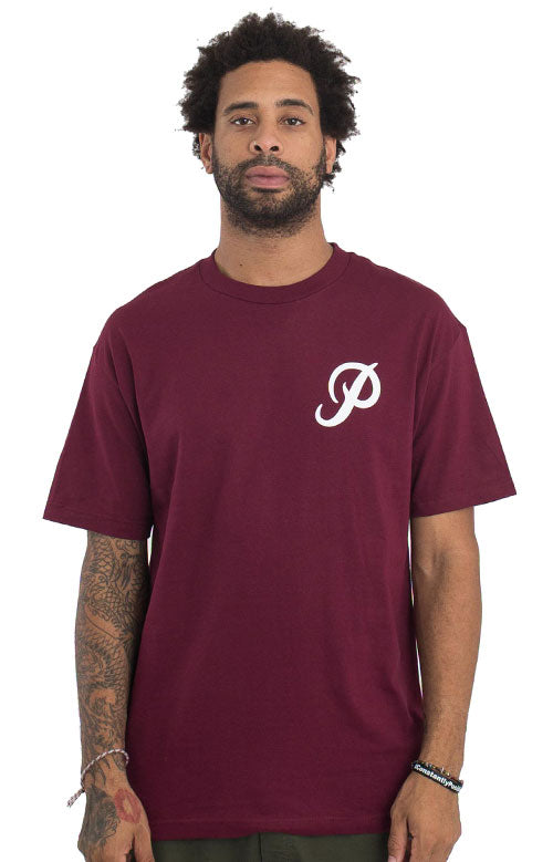  Classic P Core T-Shirt - Burgundy/White 