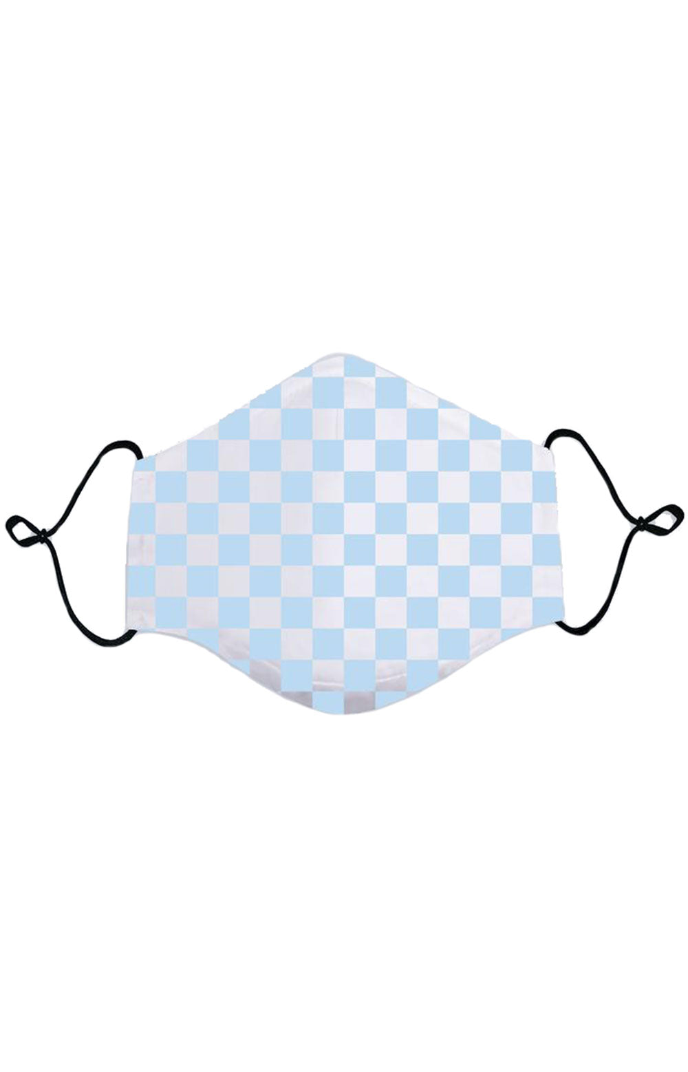  Adult Anti Bacterial Knit Face Mask - Sky Blue Checkerboard 