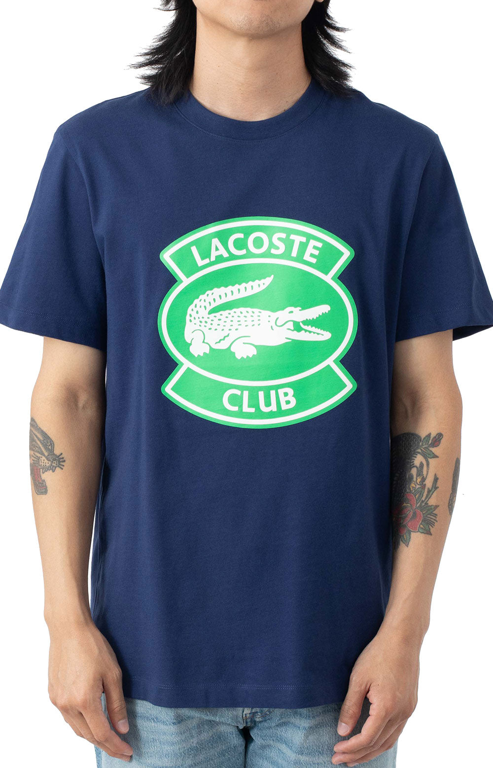  Oversized Lacoste Club Badge Cotton T-Shirt - Navy 