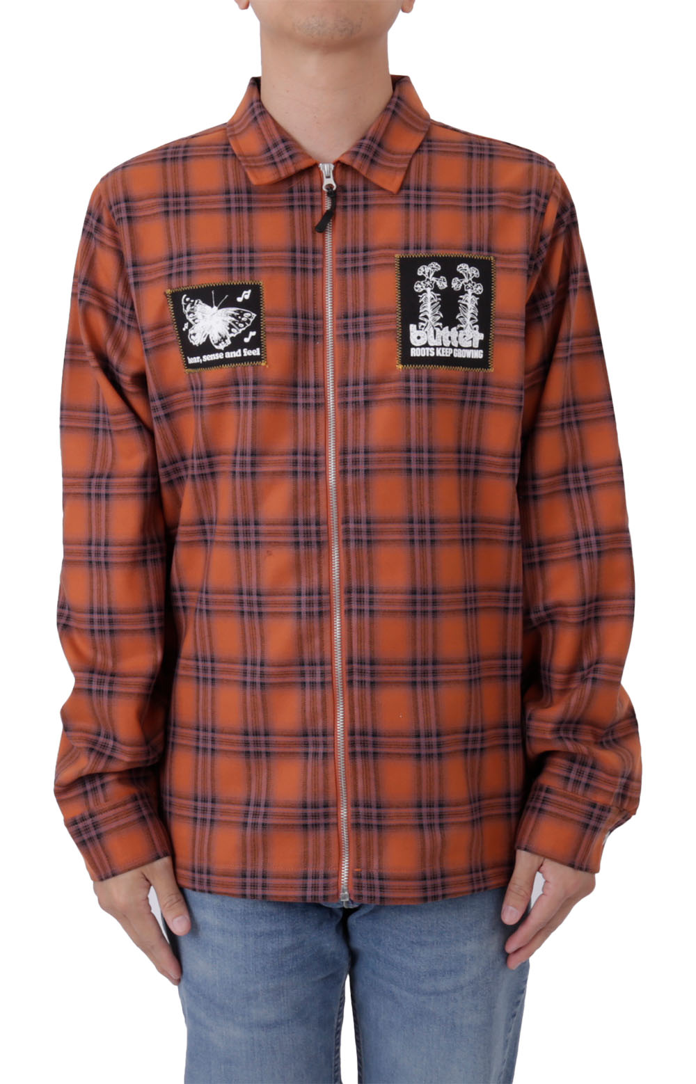  Melody Plaid Zip Overshirt - Burnt Orange 