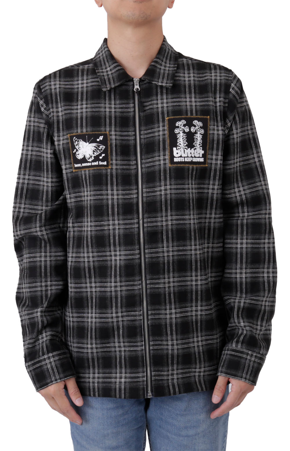  Melody Plaid Zip Overshirt - Black/White 