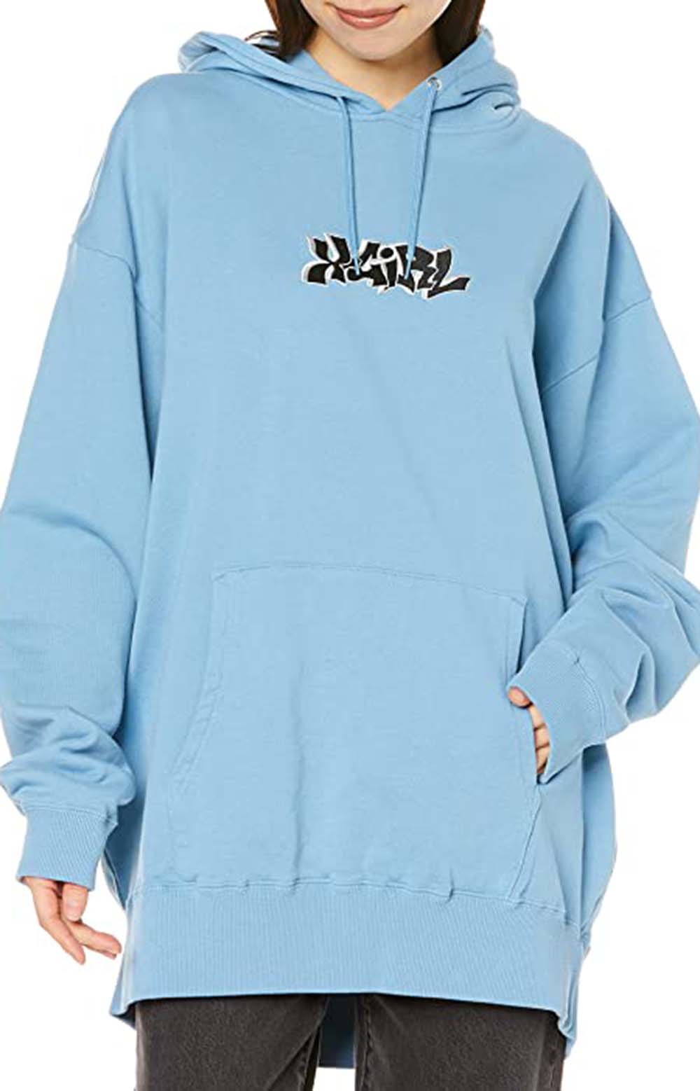  Graffiti Logo Sweater Pullover Hoodie - Light Blue 