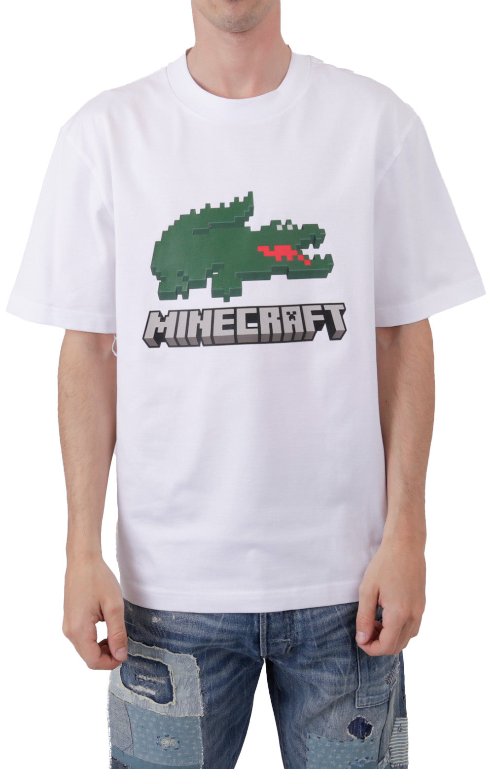  x Minecraft Print Organic Cotton T-Shirt - White 