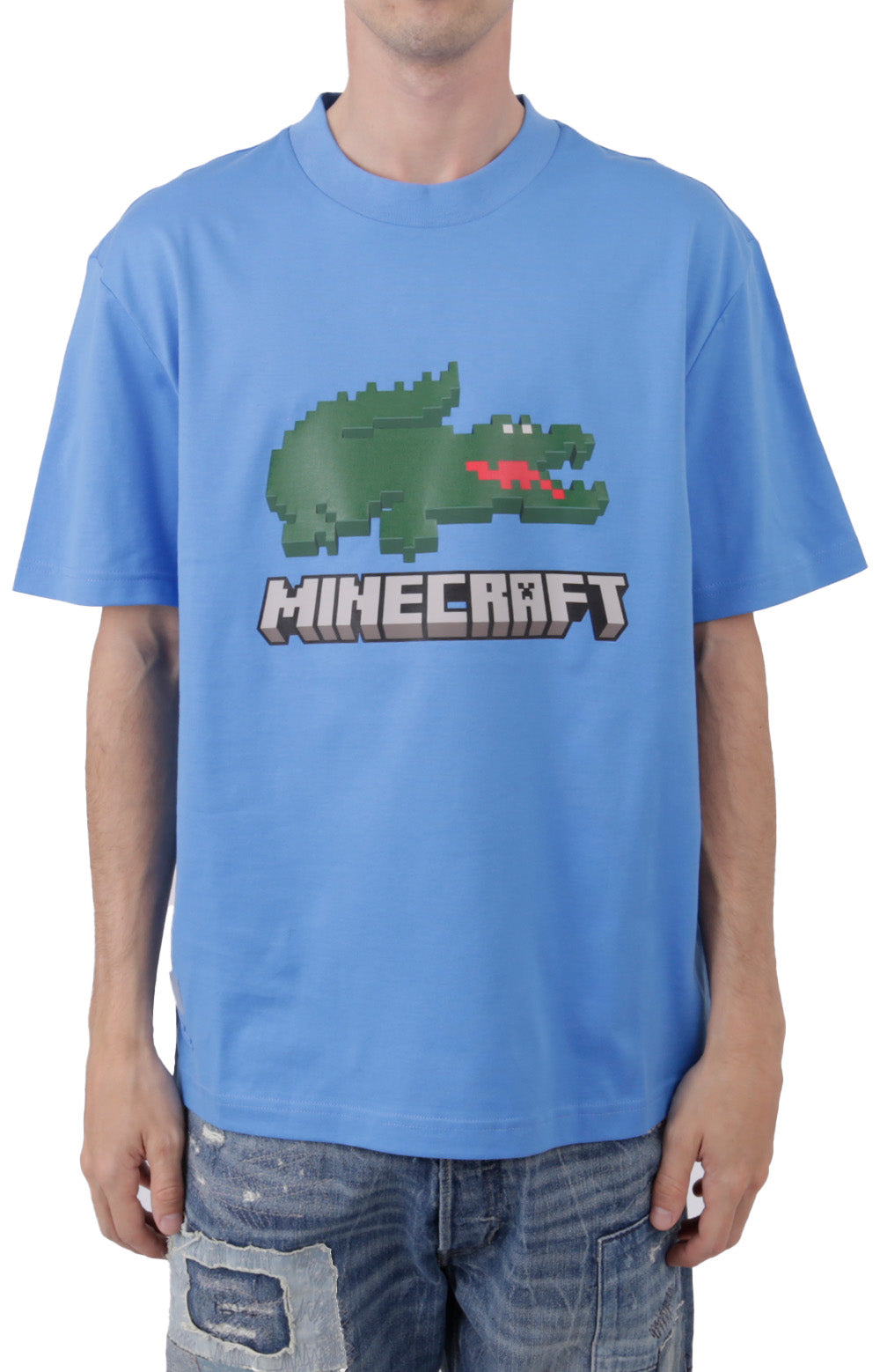  x Minecraft Print Organic Cotton T-Shirt - Blue 