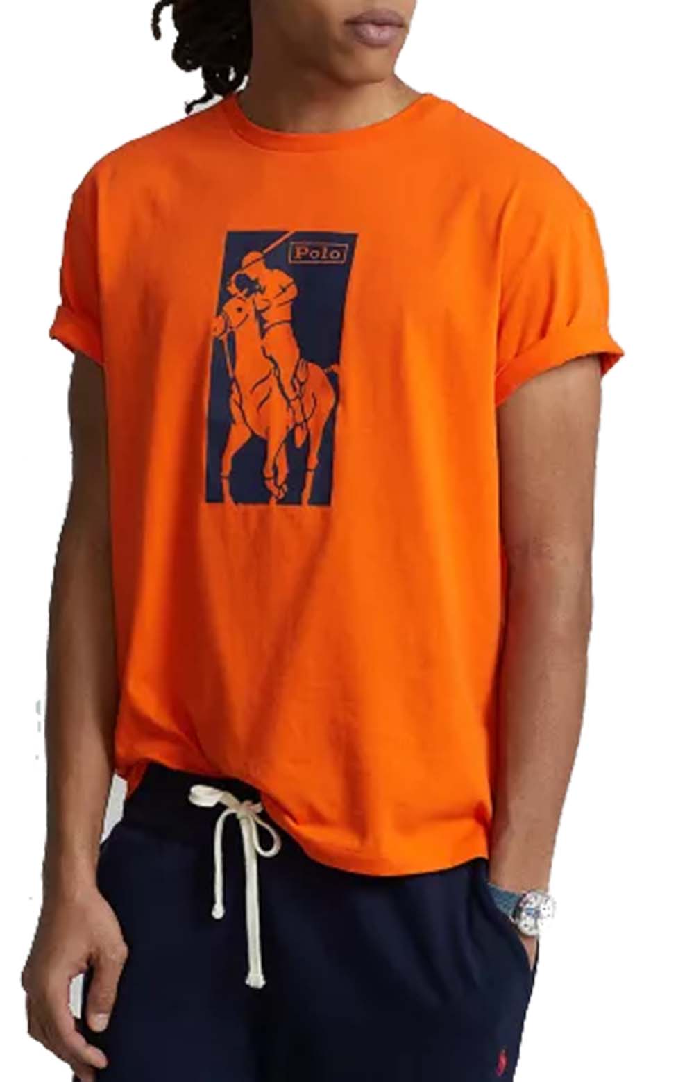  Classic Fit Big Pony Logo T-Shirt - Orange/Navy 