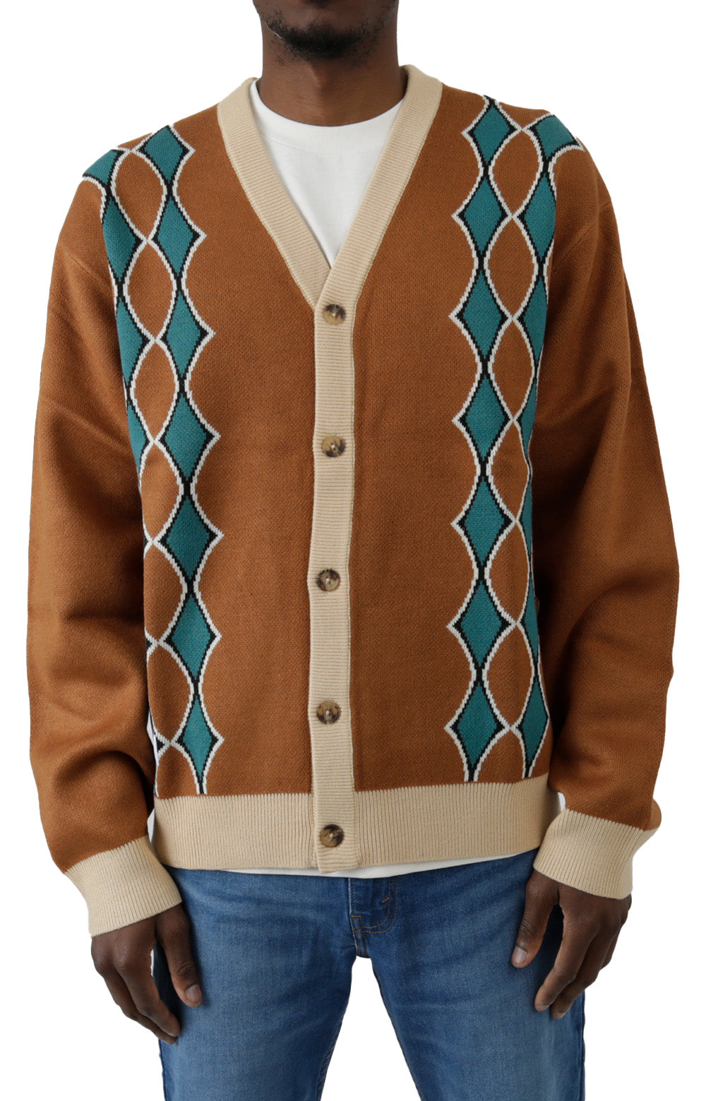  Diamond Knit Cardigan - Nutmeg 