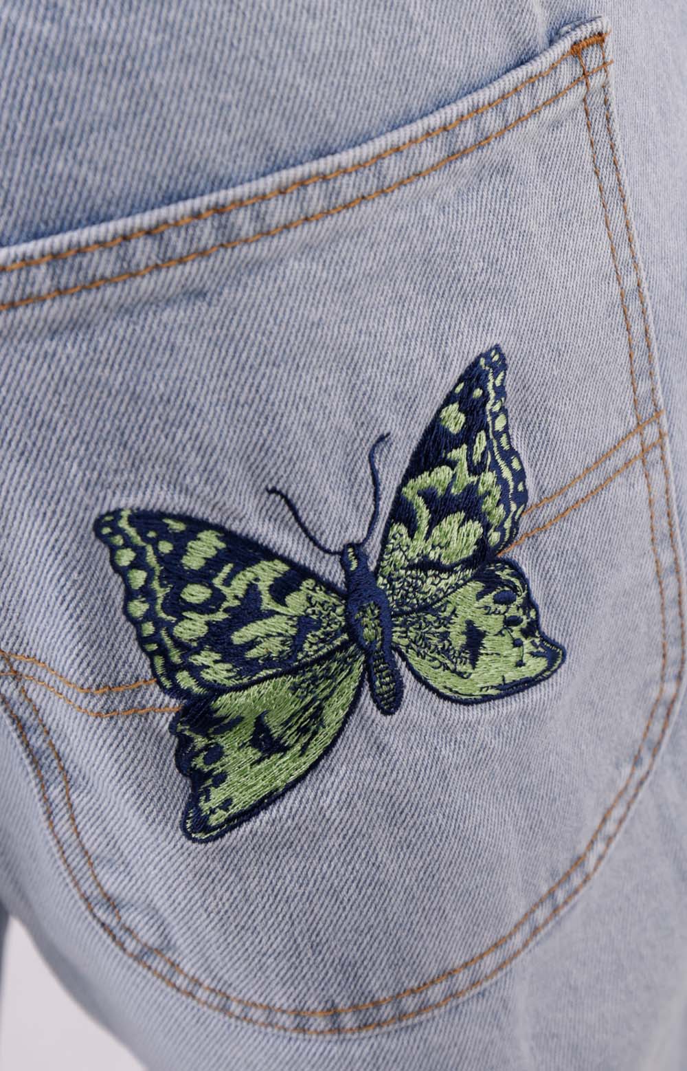 Butterfly Denim Jeans - Light Blue