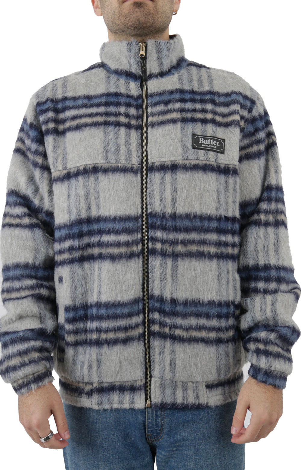  Hairy Plaid Lodge Jacket - Navy 