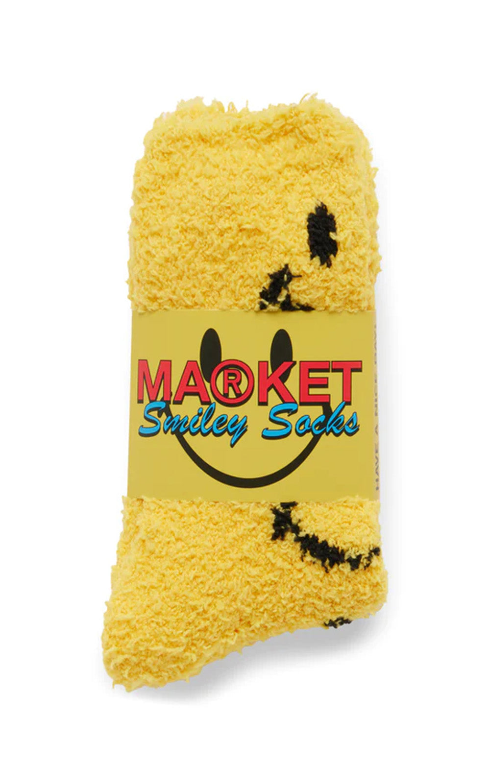 Smiley Holiday Fuzzy Socks - Yellow