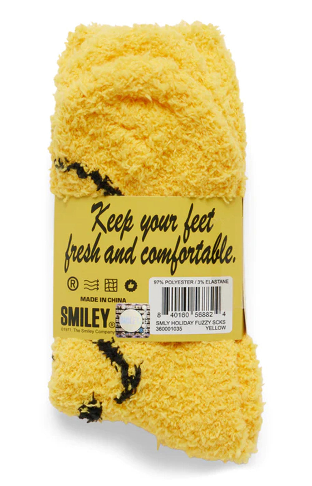 Smiley Holiday Fuzzy Socks - Yellow