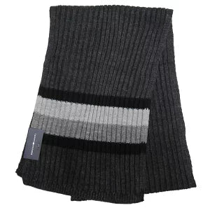  Global Stripe Rib Scarf - Charcoal 