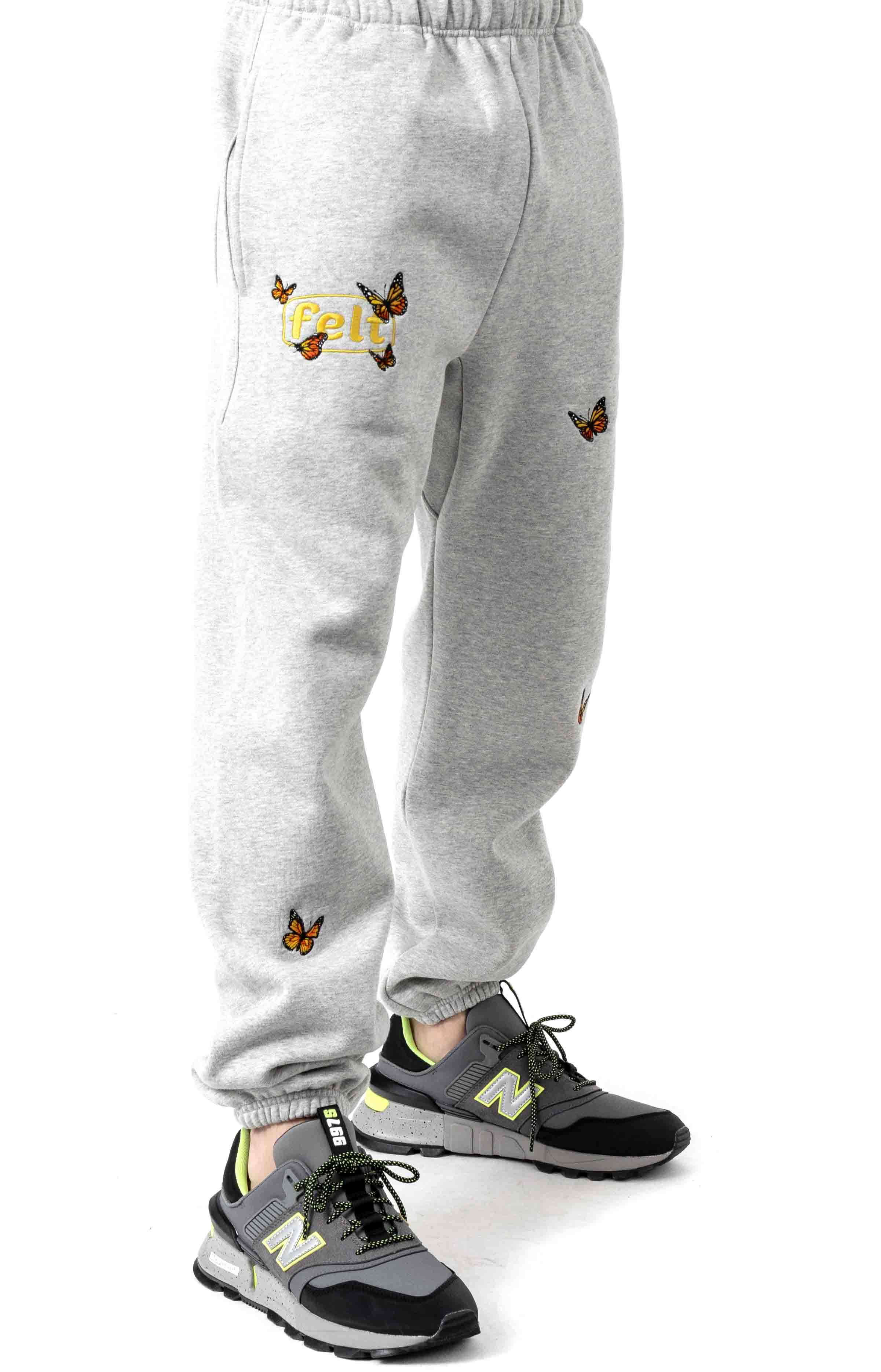  Butterfly Fleece Sweatpants - Heather Grey 