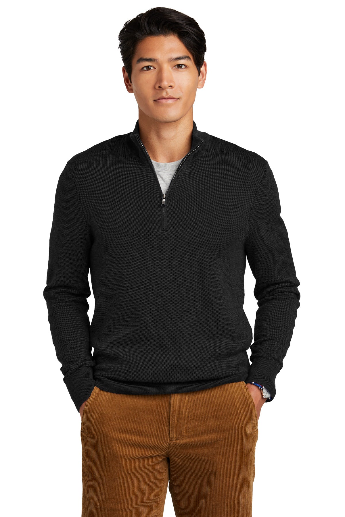 Brooks Brothers? Washable Merino Birdseye 1/4-Zip Sweater BB18412