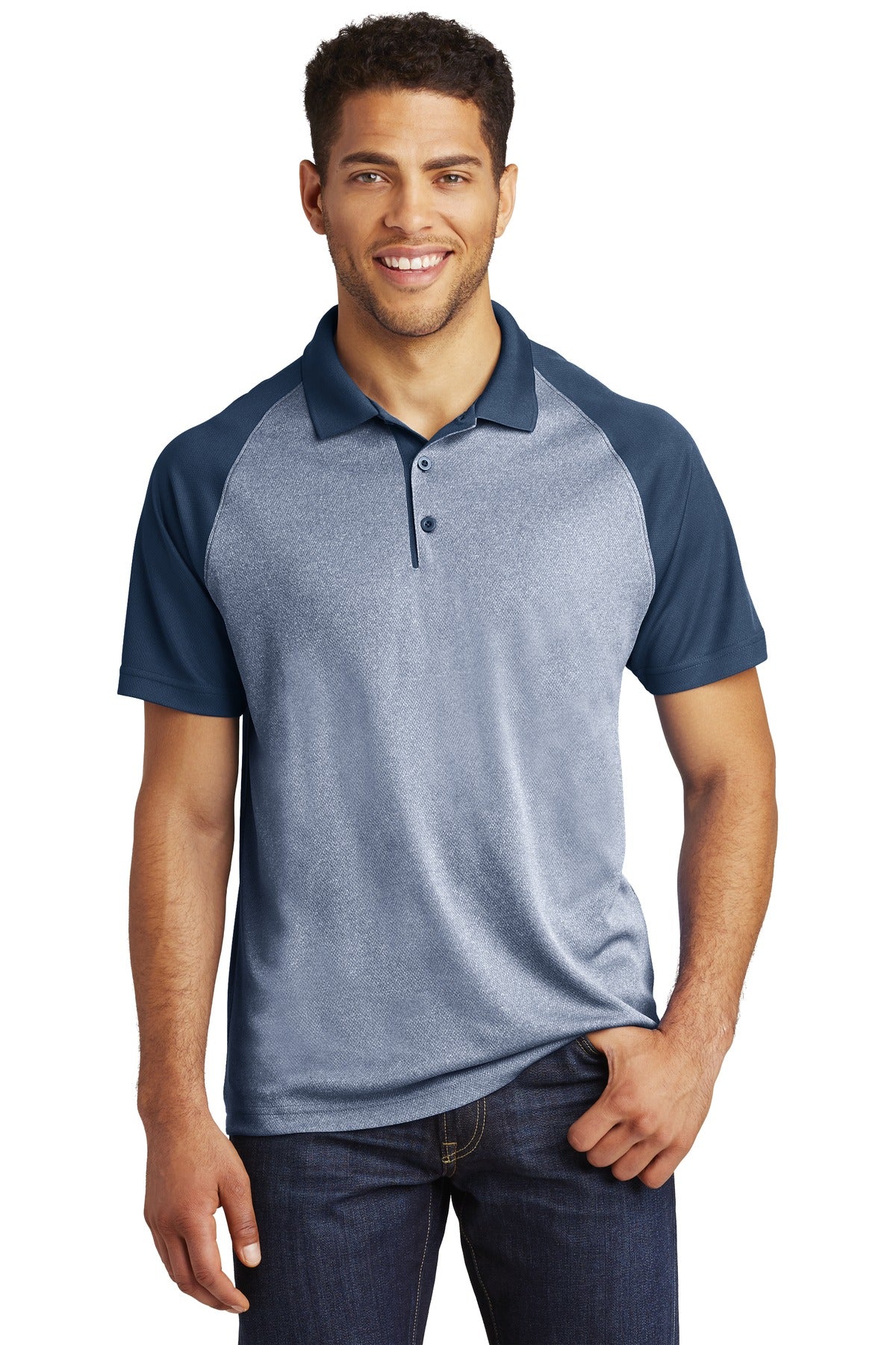 Sport-Tek ? PosiCharge ? RacerMesh ? Raglan Heather Block Polo. ST641