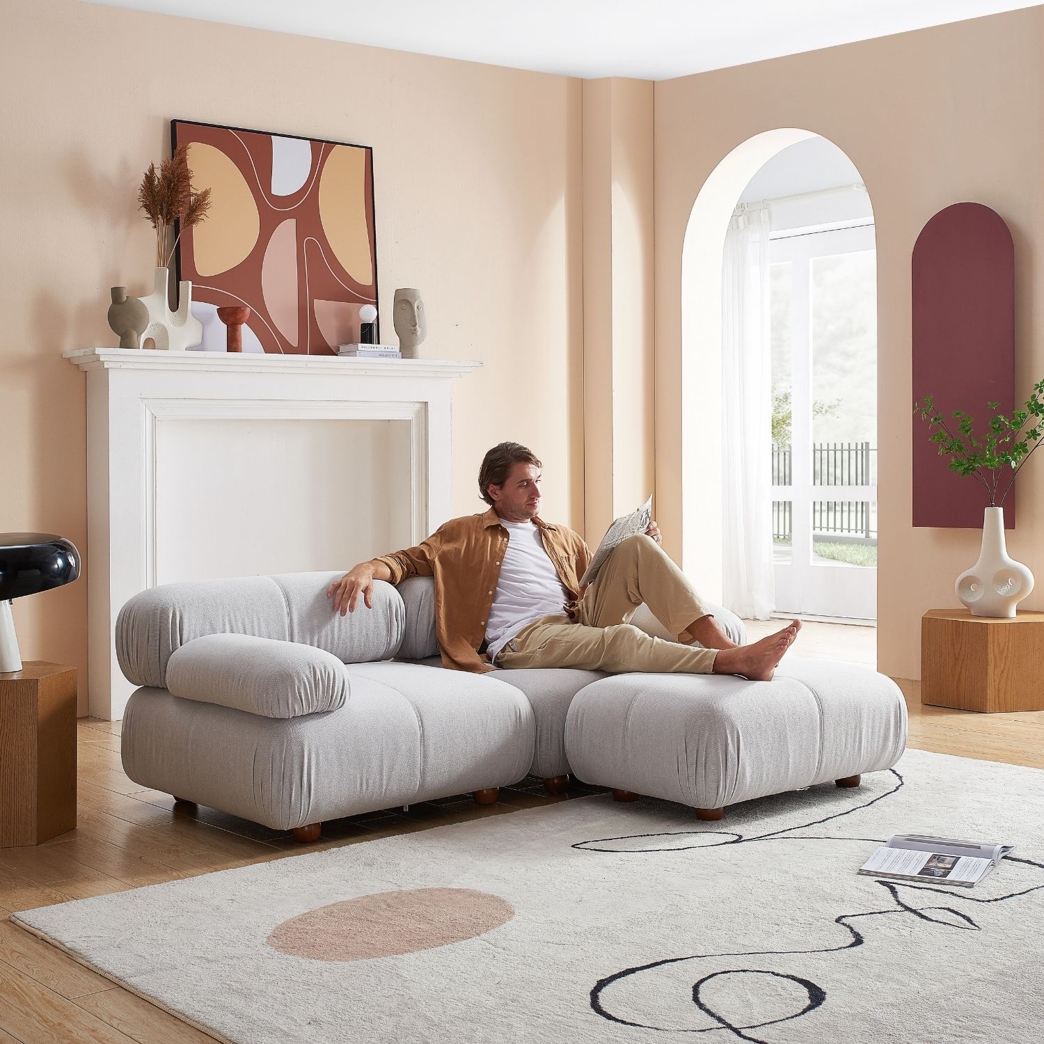 Pebbles Loveseat + Ottoman