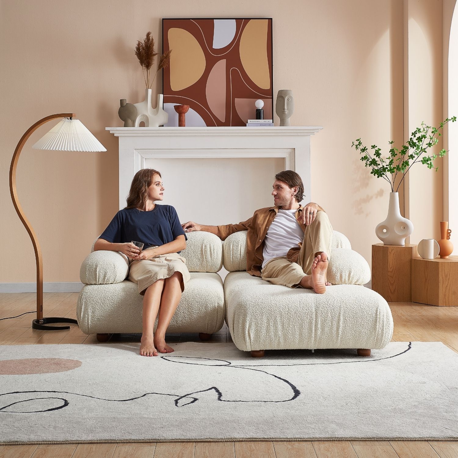 Pebbles Loveseat + Ottoman