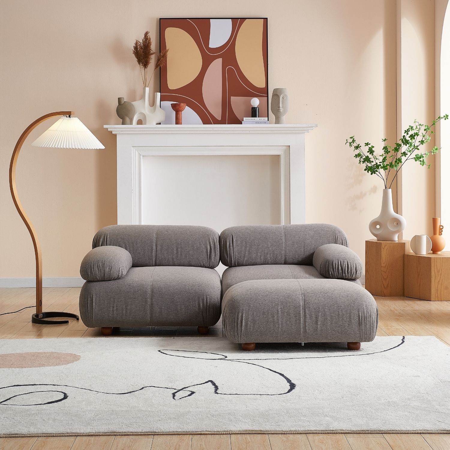 Pebbles Loveseat + Ottoman