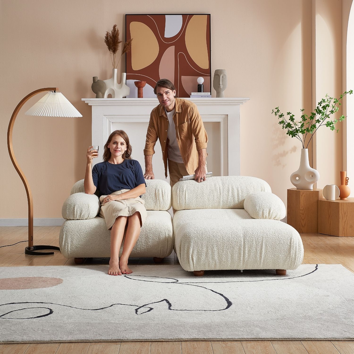 Pebbles Loveseat + Ottoman