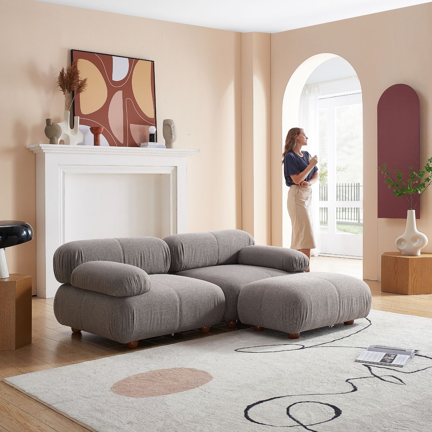 Pebbles Loveseat + Ottoman