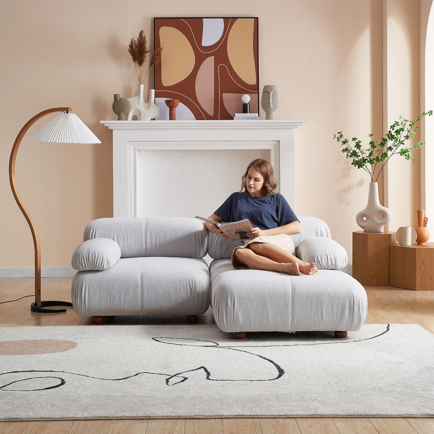 Pebbles Loveseat + Ottoman