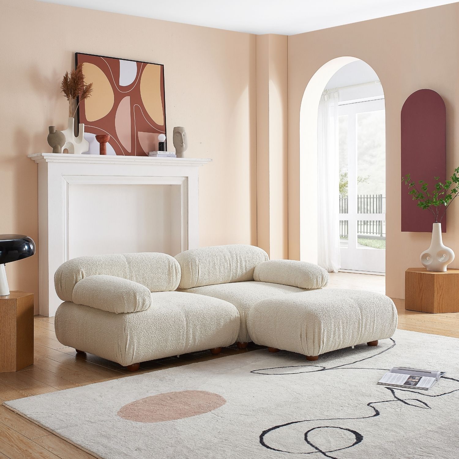 Pebbles Loveseat + Ottoman