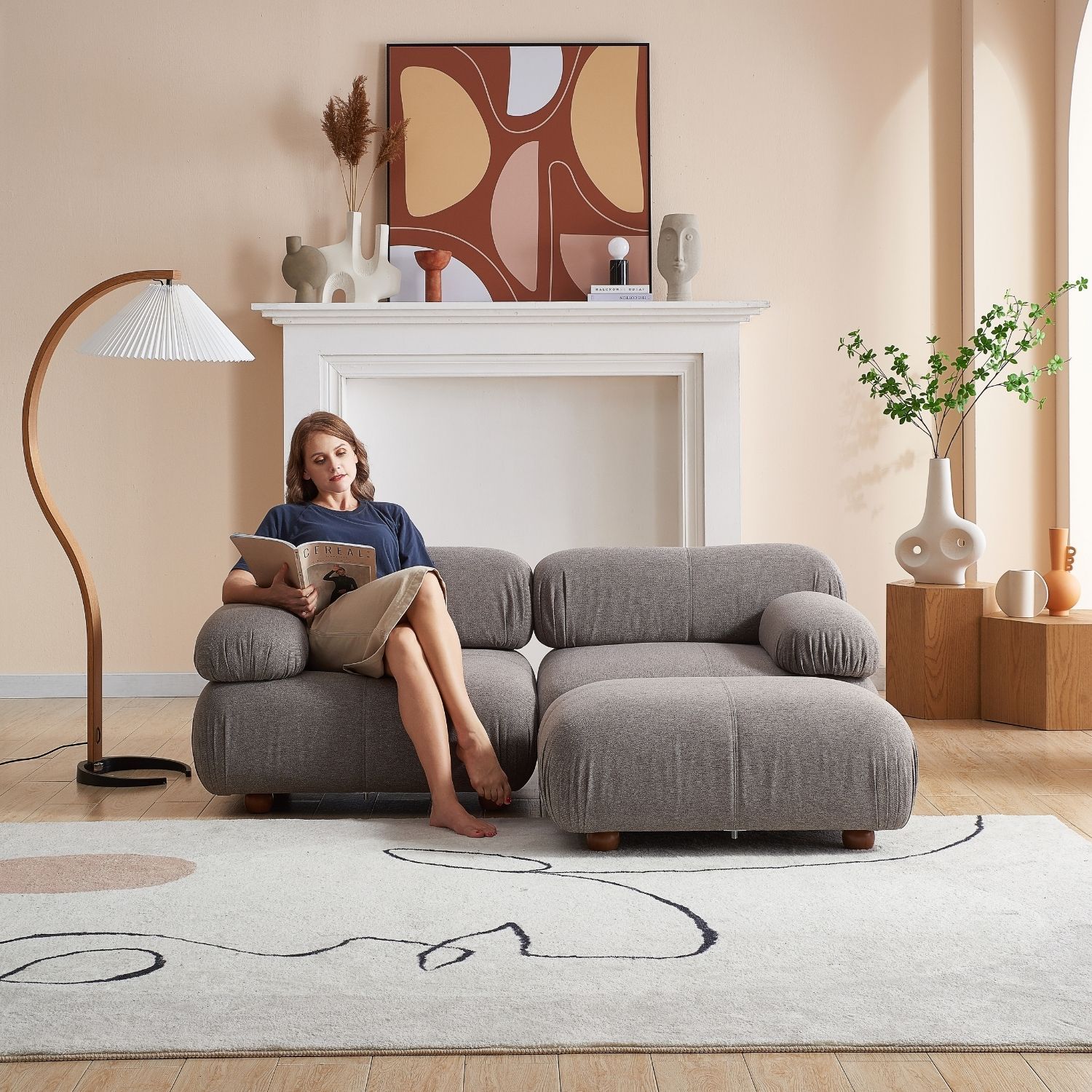 Pebbles Loveseat + Ottoman