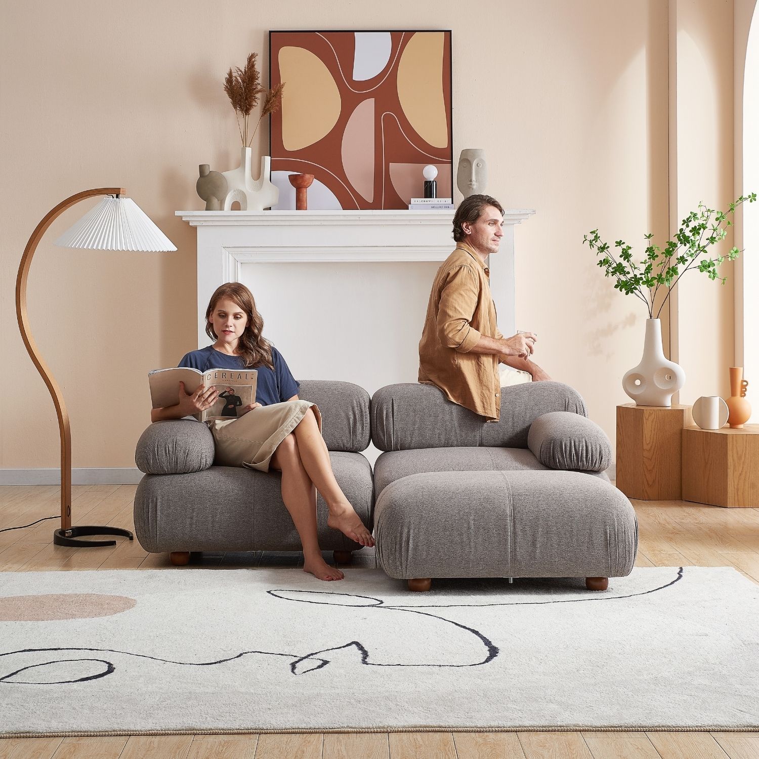 Pebbles Loveseat + Ottoman