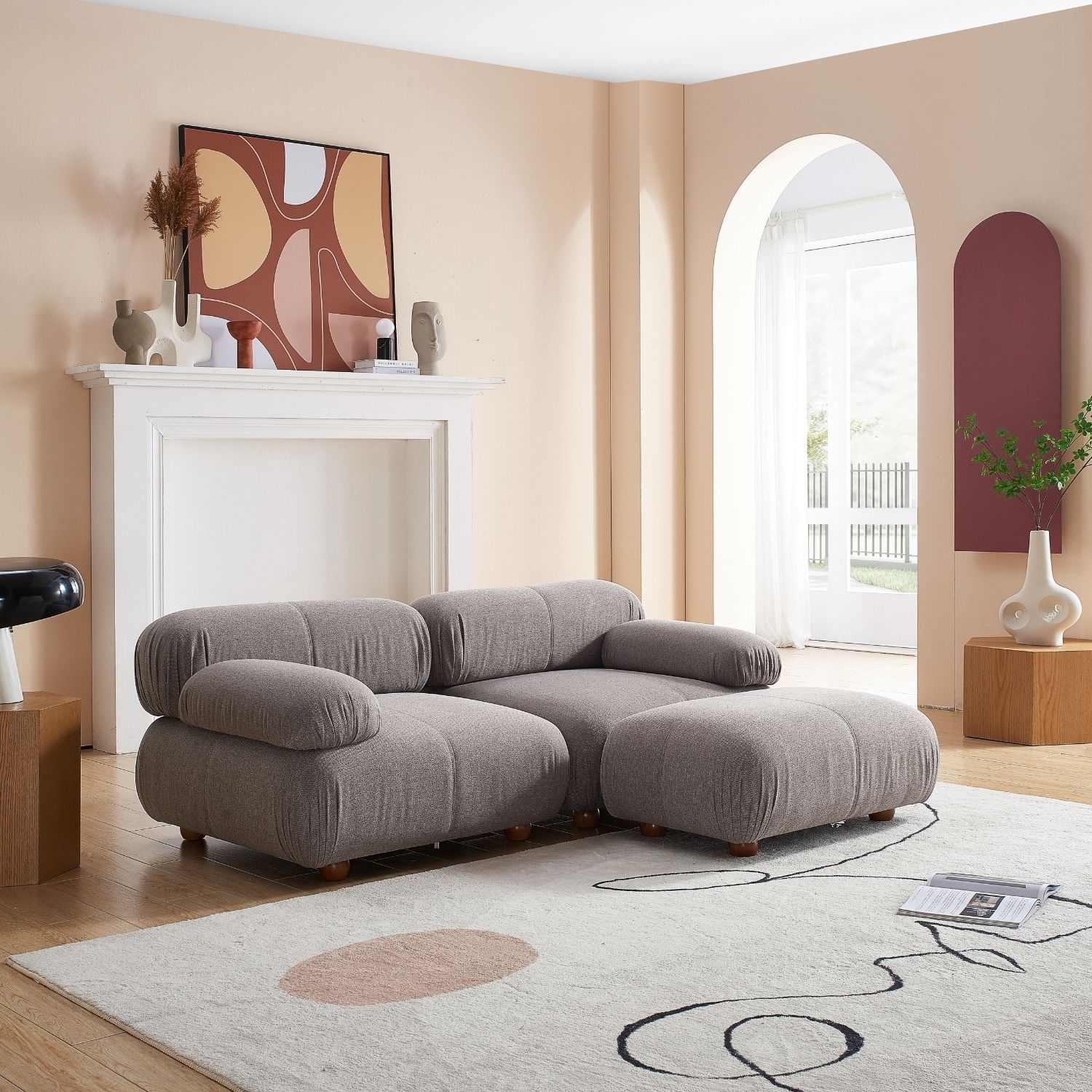 Pebbles Loveseat + Ottoman