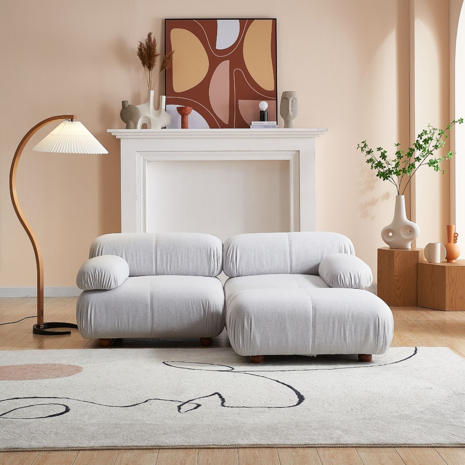 Pebbles Loveseat + Ottoman