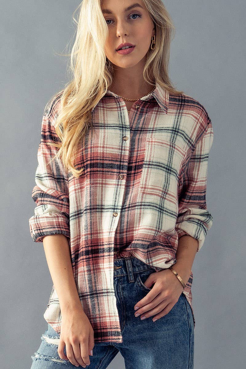 Plaid Flannel Button Down Shirt