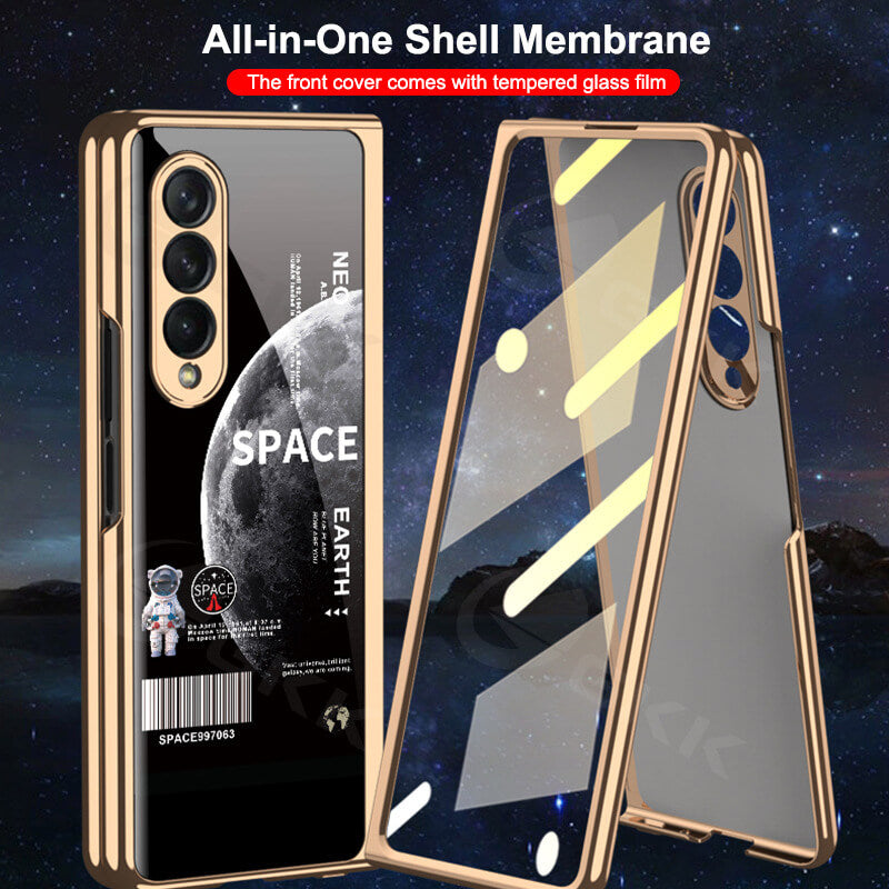 Dealggo UK | Space Gold Plating Frame Case with 9H Tempered Glass For Samsung Galaxy Z Fold4/Fold3 5G