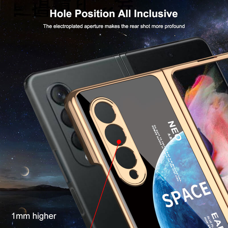 Dealggo UK | Space Gold Plating Frame Case with 9H Tempered Glass For Samsung Galaxy Z Fold4/Fold3 5G