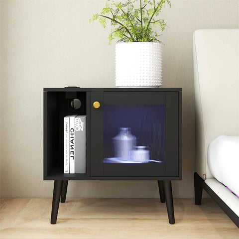 Bedside table with vases