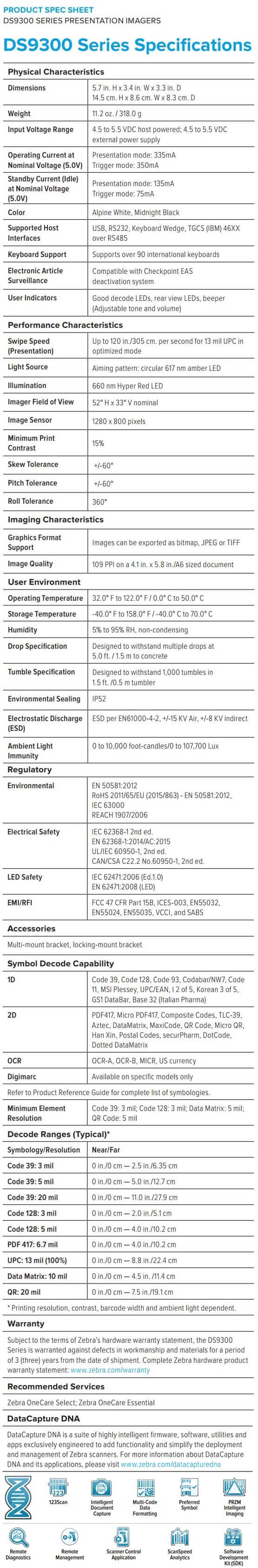 Zebra DS9308 data sheet