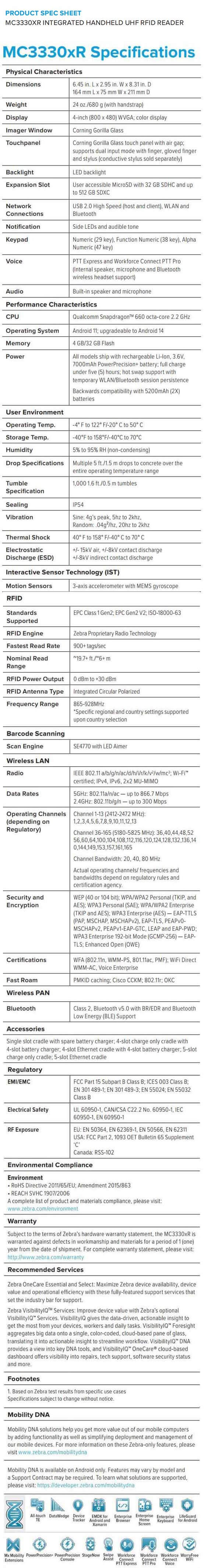 Zebra MC3330xR UHF RFID Redader
