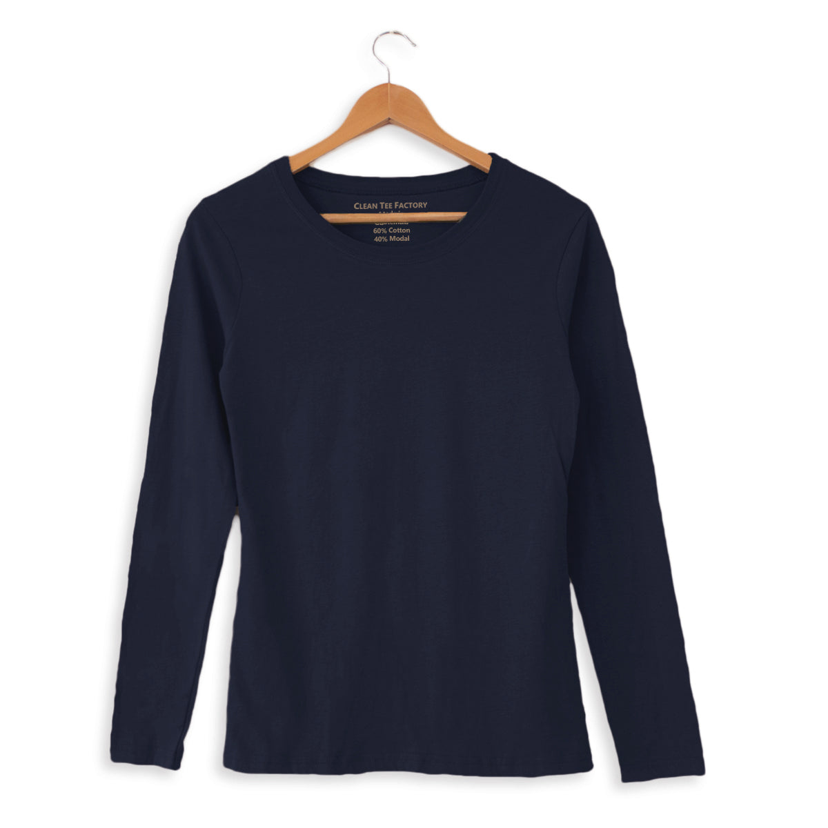 Navy<br>Butter Soft Cotton/Modal Fitted Long-Sleeve Tee