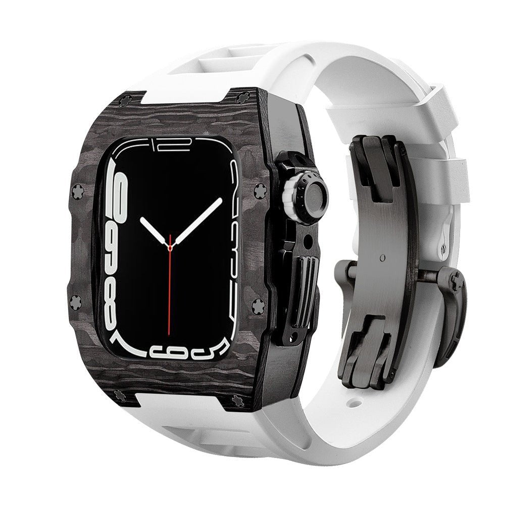 Upgrade your watch with a sleek carbon fiber strap protector.