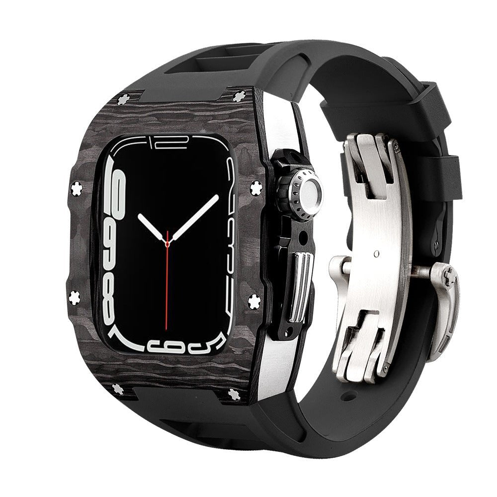 Upgrade your watch with a sleek carbon fiber strap protector.