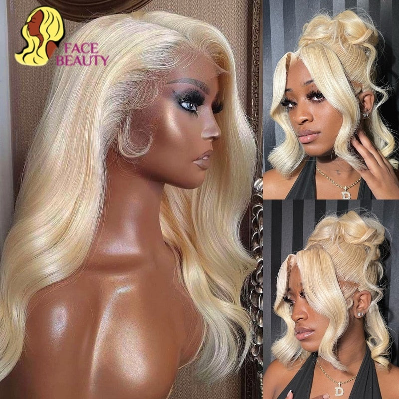 Blonde Body Wave Lace Front Preplucked Brazilian Lace Front Human Hair Wigs