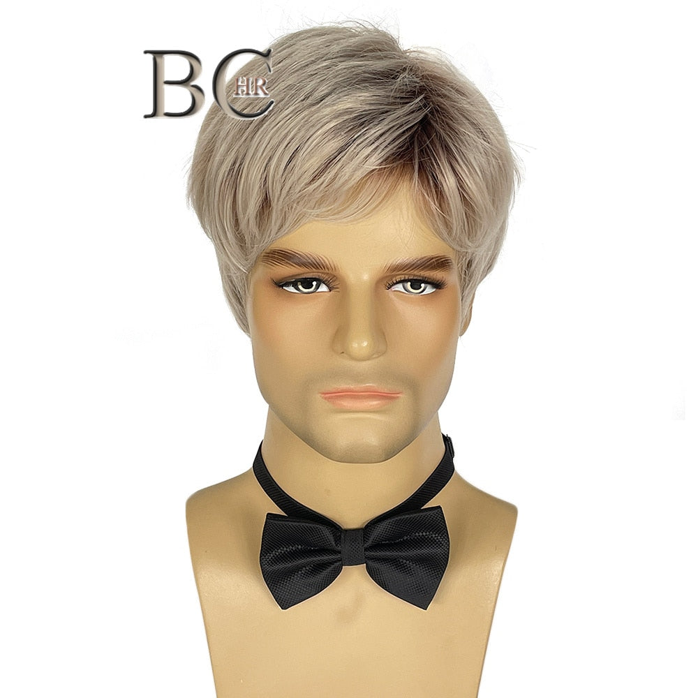 BCHR Short Men Blonde Wigs