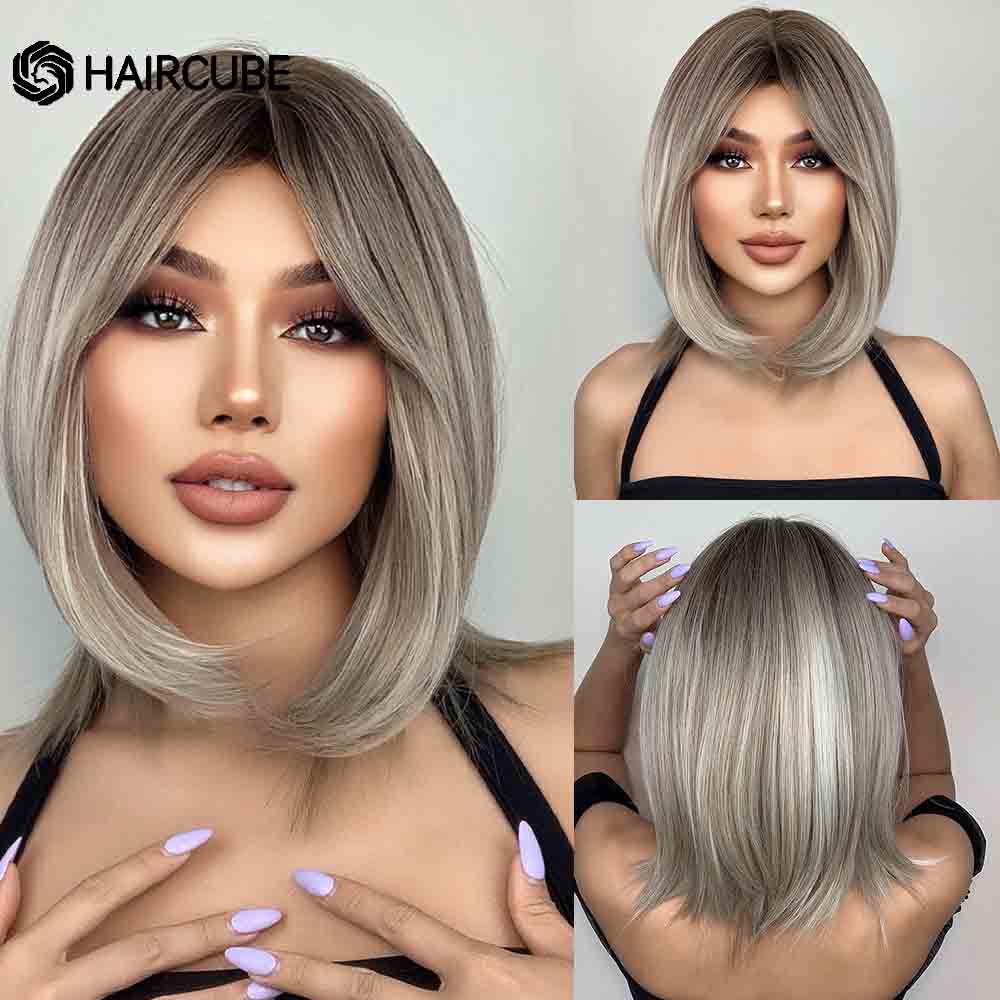 Blonde Straight Hair Wigs with Bangs